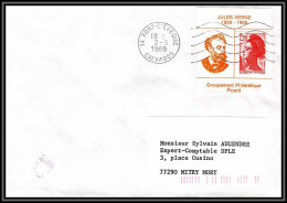 71531 Porte Timbres Jules Verne Pont L'évèque 1988 Calvados Liberté Lettre Cover France - 1982-1990 Liberty Of Gandon