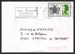 71455 Porte Timbres Lettre Morlaix Rennes 1989 Liberté Bretagne Cover France - 1982-1990 Liberté De Gandon