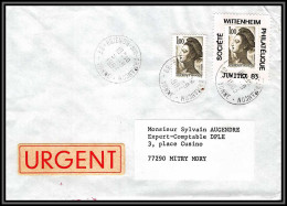 71488 Porte Timbres Wittenheim Alsace Juwitex 1983 Brienon-sur-Armançon Yonne Lettre Liberté Cover France - 1982-1990 Liberty Of Gandon