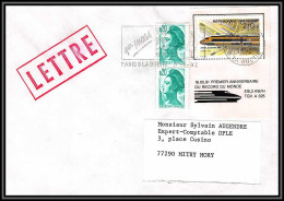 71021 Porte Timbres Train TGV Record Du Monde 1992 Lettre Cover France - 1961-....