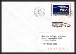 71005 Porte Timbres Train TGV Cartophilia 91 1992 Paris Lettre Cover France - 1961-....