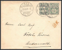 73910 Basel 1907 N°66 Paire Pour Andermatt Suisse (Swiss) Lettre Cover  - 1961-....