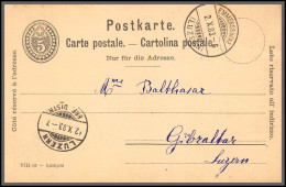 73892 Emmenbrücke Pour Villa Gibraltar Luzern 2/10/1903 5c Noir Carte Postale Postkarte Suisse (Swiss) Entier Stationery - Postwaardestukken
