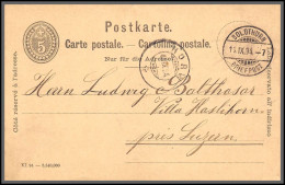 73881 Solothurn Pour Luzern 11/9/1894 5c Noir Carte Postale Postkarte Suisse (Swiss) Entier Stationery  - Postwaardestukken