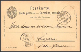73877 Thusis Pour Luzern 31/8/1899 5c Noir Carte Postale Postkarte Suisse (Swiss) Entier Stationery  - Postwaardestukken