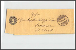 73835 Solothurn Pour Lausanne 11/9//1888 2c Noir Bande Journal Wrapper Suisse (Swiss) Entier Stationery  - Postwaardestukken