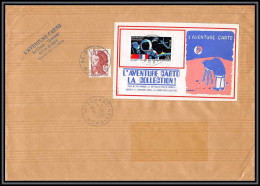 73657 Porte Timbres 2571 Vol Franco-soviétique Space L'aventure Carto Plouay Morbihan Bretagne 1989 Lettre Cover France  - 1961-....