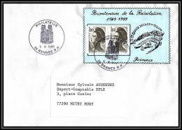 73549 Porte Timbres Bicentenaire De La Révolution Rennes Ille-et-Vilaine Bretagne 1989 Liberté Lettre Cover France  - 1982-1990 Liberty Of Gandon