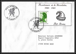 73499 Porte Timbres Bicentenaire De La Révolution Port Brieuc Côtes-d'armor Bretagne 1989 Liberté 2487 Roulette Lettre  - French Revolution