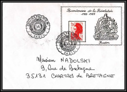 73507 Porte Timbres Bicentenaire De La Révolution Redon Ille-et-Vilaine Bretagne 1989 Liberté Lettre Cover France  - 1982-1990 Liberty Of Gandon