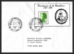 73473 Porte Timbres Bicentenaire De La Révolution Yutz Moselle 1989 Liberté 2487 Roulette Lettre Cover France  - 1982-1990 Vrijheid Van Gandon