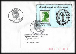 73458 Porte Timbres Bicentenaire De La Révolution Reims Marne 1989 Liberté 2487 Roulette Lettre Cover France  - 1982-1990 Liberté (Gandon)