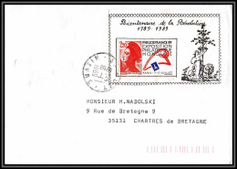 73440 Porte Timbres Bicentenaire De La Révolution Luzy Nièvre 1989 Liberté Lettre Cover France  - 1961-....