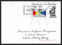 73421 Porte Timbres Bicentenaire De La Révolution Reims Marne 1989 Lettre Cover France  - 1961-....