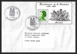 73401 Porte Timbres Bicentenaire De La Révolution Rennes Ille-et-Vilaine Bretagne 1989 Lettre Cover France  - 1961-....