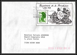 73386 Porte Timbres Bicentenaire De La Révolution Desmoulins Guise Aisne 1989 Liberté 2487 Roulette Lettre Cover France  - 1982-1990 Liberté De Gandon