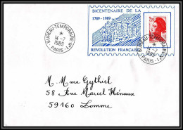 73370 Porte Timbres Bicentenaire De La Révolution Paris Bureau Temporaire 1989 Liberté Lettre Cover France  - 1982-1990 Liberté (Gandon)