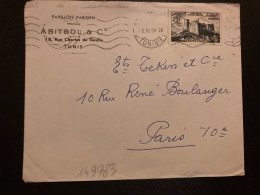 LETTRE PAVILLON PARISIEN ABITBOL & Cie TP TABARKA LE FORT GENOIS 25F OBL.MEC.5 III 58 TUNIS - Tunisie (1956-...)