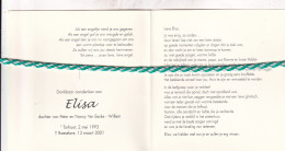 Elisa Ver Eecke-Willem, Torhout 1993, Roeselare 2001. Foto - Obituary Notices