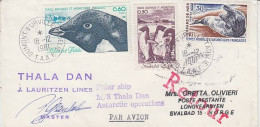 TAAF Cover Ca Thala Dan, Signature Master, Ca Dumont D'Urville/Terre Adelie,18.12.1981 Ca Longyearbyen 21.4.1982 (AW211) - Lettres & Documents