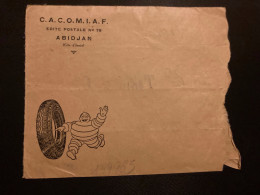 LETTRE RetournéeCACOMIAF ABIDJAN COTE D'IVOIRE BIBENDUM MICHELIN + TP AOF SOUDAN 10F OBL.MEC.26 VII 1950 ABIDJAN RP - Briefe U. Dokumente