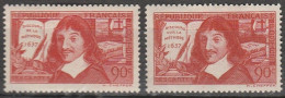 France-N° 341/342 Neufs**/MNH : Tricentenaire Du Discours De La Méthode : René Descartes - Unused Stamps