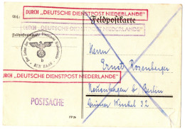 1,127, WW II, DEUTSCHE DIENSTPOST NIEDERLANDE, 1940, FIELDPOSTKARTE - Weltkrieg 1939-45