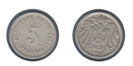 Allemagne  5 Pfennig 1907 E , Type Ll, KM# 11, Deutsches Reich, - 5 Pfennig