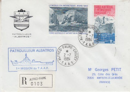 TAAF Registered Cover Ca Patrouilleur Albatros Ca Alfred Faure / Crozet 2.7.1984 (AW210) - Brieven En Documenten