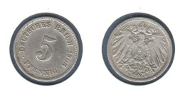 Allemagne  5 Pfennig 1908 E , Type Ll, KM# 11, Deutsches Reich, - 5 Pfennig