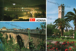 Turkey, Adana, Big Clock Tower, Menderes Boulevard And Stone Bridge. (Original Postcard, 1970/80, 10x15 Cm.) * - Türkei