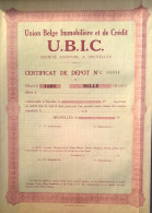 Union Belge Immobilière Et De Crédit - Certificat De Dépot - Bruxelles - Bank & Insurance