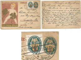 Germany INFLA Nothilfe 1928 Stationery Pf8 + The SCARCE Regular TWIN Pf8 RIGHT WMK See Scan Heidenheim 24dec1928 X USA - Briefkaarten