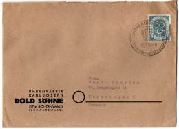 1,129 GERMANY, 1954, COVER TO DENMARK (DAMAGED BACK) - Covers & Documents