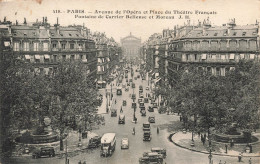 FRANCE - Paris - Avenue De L'Opéra Et Place Du Théâtre Français - Fontaine De Carrier Belleuse - Carte Postale Ancienne - Squares