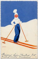 CPA Ski Sport D'hiver De Neige écrite E. Martin - Winter Sports