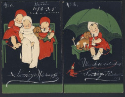 Dachshund Dog With Children - 1905 - Kindertekeningen