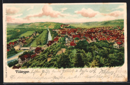 Lithographie Tübingen, Teilansicht Mit Kirche  - Tübingen