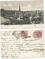 Germany Empire Italy Mixed Franked Pcard Esslingen Pf.10 Stuttgart 10jul1908 + Leoni C.10 Milano 14jul X Luino - Covers & Documents