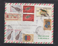 LETTRE RECOMMANDEE PAR AVION DE TANANARIVE, AVEC 8 TIMBRES, POUR PARIS,1968. - Madagascar (1960-...)