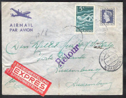 NEDERLAND NVPH 487 En 509 Op EXPRESSEbrief 1949 EINDHOVEN-LUXEMBURG En Retourgezonden . Juist Tarief - Briefe U. Dokumente