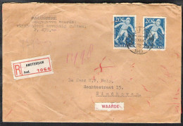 NEDERLAND NVPH 512 (2x) Op Aangetekende WAARDE Brief 1949 AMSTERDAM-EINDHOVEN - Briefe U. Dokumente