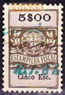 Fiscal/ Revenue, Portugal - Estampilha Fiscal -|- Série De 1929 - 5$00 - Oblitérés