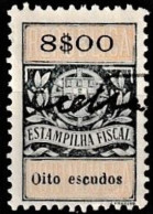 Fiscal/ Revenue, Portugal - Estampilha Fiscal -|- Série De 1929 - 8$00 - Used Stamps