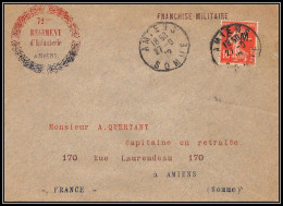 2926 Lettre France Guerre 1914/1918 FM N°7 72ème Régiment D'infanterie Amiens 1912 TTB Cachet - Cachets Militaires A Partir De 1900 (hors Guerres)