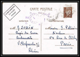 3735 Entier Postal Stationery Carte Postale (postcard) Cachet Violet Rare France Guerre 1939/1945 Censure 1941 - Standaardpostkaarten En TSC (Voor 1995)