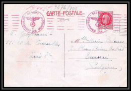 5957 Entier Postal Stationery Guerre War 1939/1945 Pétain Censuré Paris Pour Tournai Belgique (Belgium) 1942 - 2. Weltkrieg 1939-1945