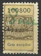 Fiscal/ Revenue, Portugal - Estampilha Fiscal -|- Série De 1929 - 100$00 - Gebruikt