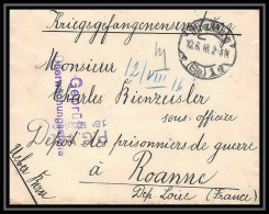 Lettre 1 2907 Prisonniers De Guerre Kriegsgefangenen War 1914/1918 Censuré Strasbourg P Roanne Loire 1916 - Guerre De 1914-18