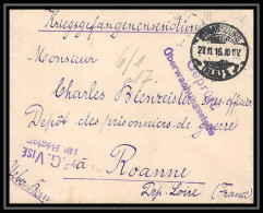 Lettre 1 2877 Prisonniers De Guerre Kriegsgefangenen War 1914/1918 Censuré Strasbourg P Roanne Loire 1916 - Guerre De 1914-18